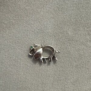 Tiffany & Co. Silver Elephant Charm with Green Accent